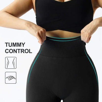 Knitted Seamless Fitness Leggings GYM Pants Women High Waist Push Up